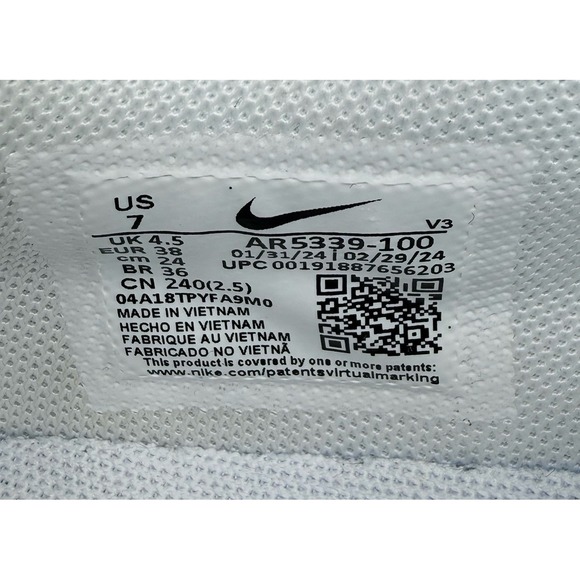 Nike Women's Air Force 1 Sage Low Triple White Platform Sneakers Size 7 - Picture 8 of 9